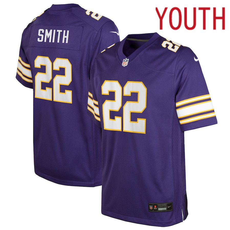 Youth Minnesota Vikings 22 Harrison Smith Nike Purple Game NFL Jersey